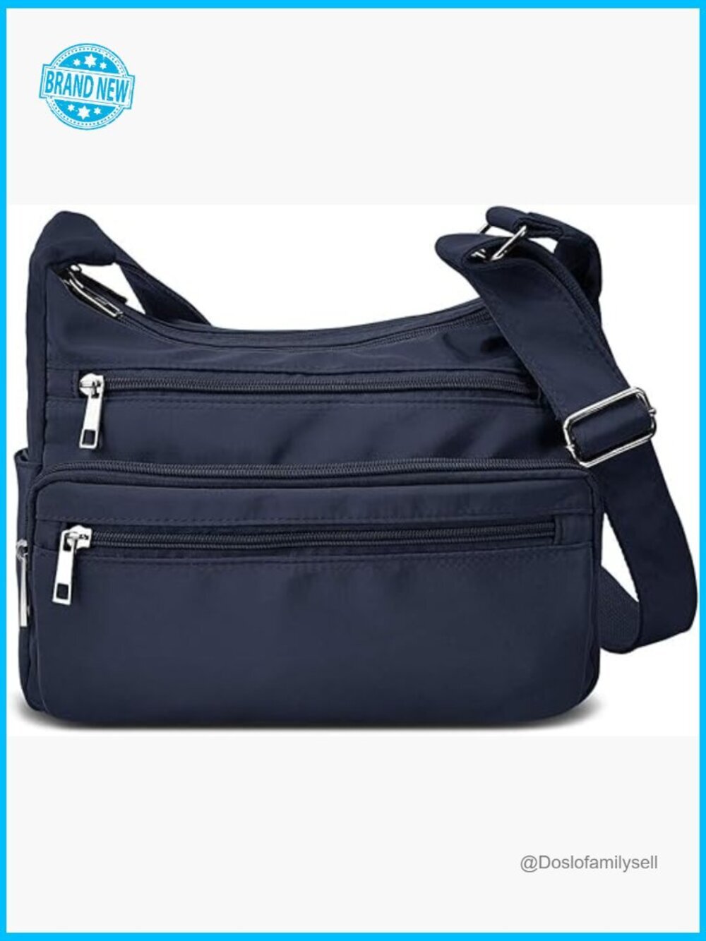 Nylon Multi Pocket Crossbody Bag Lightweight Travel Handbag Hobo Style